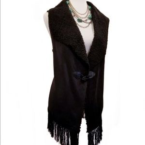 Fur Fringed Vest Faux Suede by IT GIRL